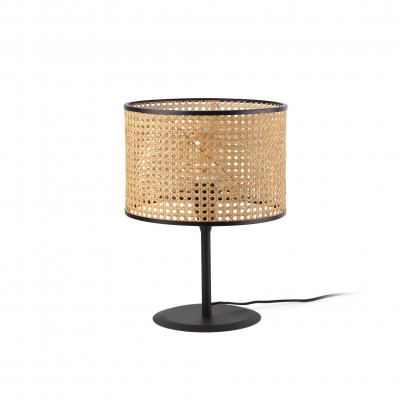 Faro - Indoor - Weave - Mambo TL M rattan - Table lamp with wooden shade - Matt black - LS-FR-64311-48 Faro - Indoor - Weave - Mambo TL M rattan - Table lamp with wooden shade - Matt black - LS-FR-64311-48
