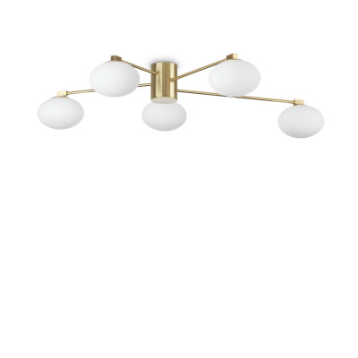 Ideal Lux - Brass - Hermes PL5 - Ceiling light 5 glass sphere - Brass - LS-IL-288277 Ideal Lux - Brass - Hermes PL5 - Ceiling light 5 glass sphere - Brass - LS-IL-288277