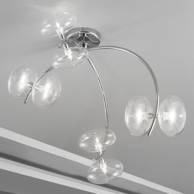 Metal Lux - Riflessi - Dolce PL 8L - Chandelier with 8 light and glass elliptical - Chrome/Trasparent - LS-ML-260-308-01 Metal Lux - Riflessi - Dolce PL 8L - Chandelier with 8 light and glass elliptical - Chrome/Trasparent - LS-ML-260-308-01