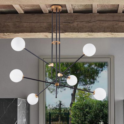 Sikrea - Linee - Kevin SP - Chandelier modern six light - Gold/Black - LS-SI-2079