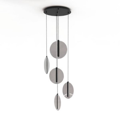 Sikrea - Essentiality - Koi SP 5L - Lustre cinque diffuseurs - Noir mat - LS-SI-7012 - Blanc chaud - 3000 K - Diffuse Sikrea - Essentiality - Koi SP 5L - Lustre cinque diffuseurs - Noir mat - LS-SI-7012 - Blanc chaud - 3000 K - Diffuse